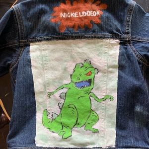 Rugrats reptar painted jean jacket